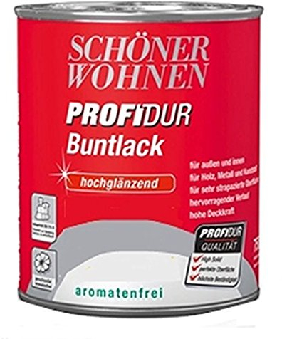 Schöner Wohnen Profidur Buntlack, Altweiß 0096 / hochglänzend / 750 ml/aromatenfrei/für außen u. innen/für Holz, Metall u. Kunststoff