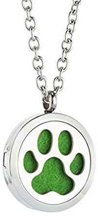 JOYMIAO Aromatherapie Diffusor Anhänger Halskette ätherisches Öl Premium Edelstahl Hund Pfote Medaillon Anhänger