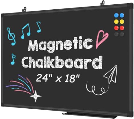 Lockways Magnetic 24 x 18 Inch Blackboard, Chalkboard Black Board