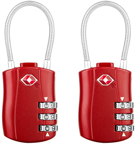 Diyife TSA Luggage Locks, [Newest Version][2 Packs] 3-Digit Security Padlock, Combination Padlocks, Code Lock for Travel Suitcases Luggage Bag Case etc. Red