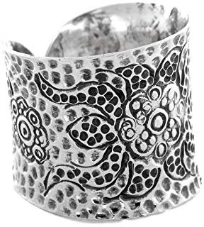 Windalf Breiter Wikinger Frauen Ring LUNA h: 2.1 cm Statement Ring 925 Sterlingsilber (Silber, 60 (19.1))