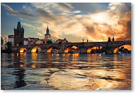 Postereck - 2532 - Karlsbrücke, Prag Sonnenuntergang Stadt Moldau - Wandposter Fotoposter Bilder Wandbild Wandbilder - Poster - 3:2-30,0 cm x 20,0 cm
