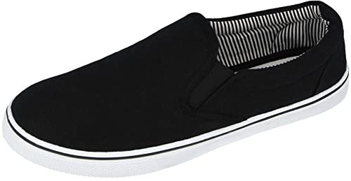 Mens Canvas Mesh Slip On Espadrilles Casual Low Top Plimsoll Trainers Size 7-12 (Black, UK Footwear Size System, Adult, Men, Numeric, Medium, 8)