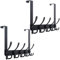 WEBI Over The Door Hook Rack with 5 Tri Hooks for Hanging Coats,Over Door Hanger Coat Rack Over Door Towel Rack Towel Hanger for Behind Back of Bathroom,Black,2 Packs