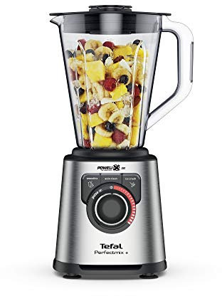 Tefal PerfectMix+ Licuadora de alta velocidad, jarra Tritan de 2 litros, 1200 W, 6 cuchillas Powelix extraíbles, 3 programas + pulso, acero inoxidable, BL82AD40