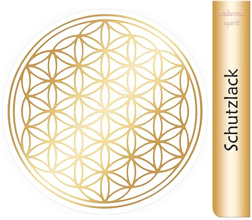 Blume des Lebens Aufkleber 9cm mit Schutzlack - Folie transparent (50, Gold)