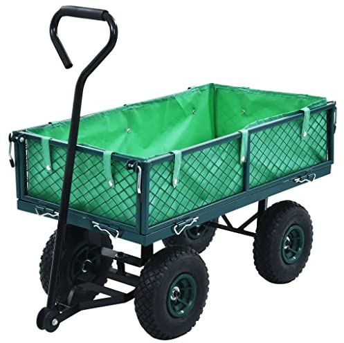 vidaXL Handwagen Bollerwagen Gartenwagen Transportwagen Gerätewagen Gartenkarre Transportkarre Wagen Garten Grün 250kg Stahlkonstruktion