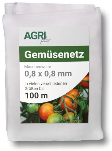 AGRI plus Gemüseschutznetz 2 x 20 m I Verschiedene Größen I Reißfestes Kulturschutznetz I Transparentes Netz für außen I UV-beständig & wasserdurchlässig I Maschenweite 0,8 x 0,8 mm