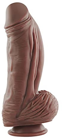 XXL Godemichet Réalisme Gode, Double Couche Dildo en Silicone Souple avec Ventouse, Big Dildo Anal Jouets Sexuels pour la Masturbation, 24cm Insérable Brown
