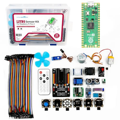 Yahboom Raspberry Pi Pico 2- Kit de Sensor Compatible con Placa de microcontrolador Pico 2, basado en Chip Oficial RP2350, diseño de Doble núcleo y Doble Arquitectura, programación MicroPython