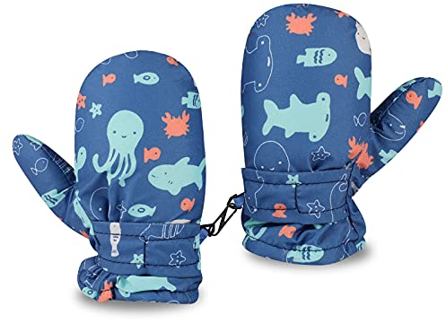 TAGVO Winter Kleinkind Fäustling Handschuhe, Fäustel für Mädchen Jungen, Wasserabweisend und Warme Baumwoll Handschuhe,Winter-Handschuhe mit Klettverschluss
