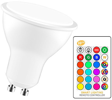 UNISOPH Lampadina LED 8W GU10 RGB, 16 Colori con Telecomando IR, Lampadina Flood Light