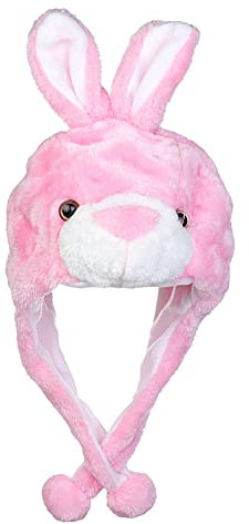 JK Home Bonnet Animaux Chapeau Ski Peluche Adulte Enfant Echarpe Capuche Oreilles Déguisement Cosplay Lapin Rose
