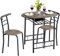 Yaheetech Juego Mesa de Cocina con 2 Sillas de Comedor Conjuntos de Mueble de 3 Piezas con Vino Estante Grano de Madera Gris Oscuro