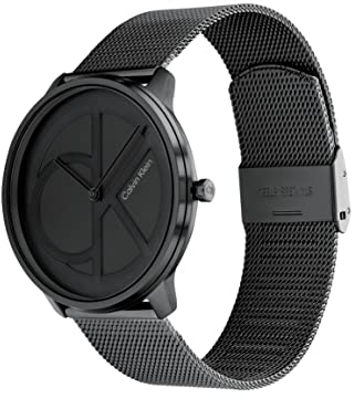 Calvin Klein Analog Quarzuhr Für Männer und Frauen Kollektion Iconic MESH - 40MM mit Schwarzes Edelstahl-Mesh-Gliederarmband - 25200028