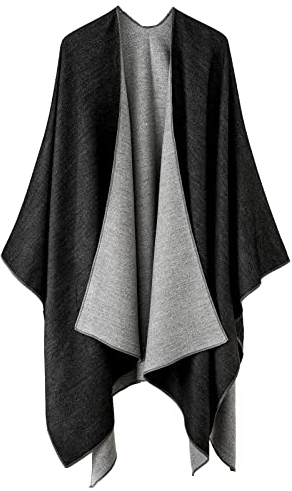 Colornival Damen Winter Poncho - Warme Elegante Decke Cape Strick Mantel Schal - Geschenk für Geburtstag Weihnachten (Schwarz)