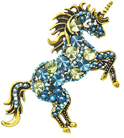 KristLand Broche licorne en cristal - Broche en forme de cheval - Style rétro - Pour femme et homme, Cristal