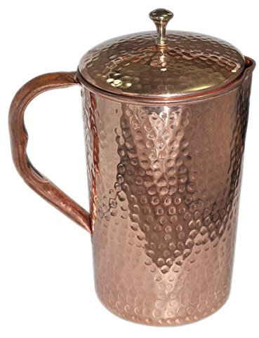 Devyom Handicraft Carafe à eau en cuivre martelé pour la santé Ayurveda Finition martelée