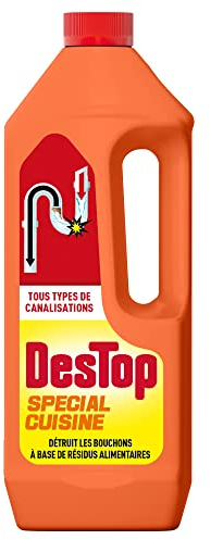 Destop Gel Spécial Cuisine Déboucheur Canalisation - Détruit les bouchons à base de résidus alimentaires - Produit Canalisation 1L