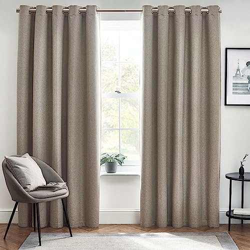 furn. Dawn Textured Blackout Ösenschals - Thermisch Gefüttertes Paar (Grau, Breite 229 x Länge 137cm)