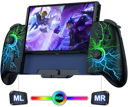 LIFUFUTEE Controller interruttore, Wireless Switch Pro Controller di ricambio per Nintendo Switch Controller/OLED, Controller Joypad One Piece Effetto Hall con RGB/Programmabile/Doppia
