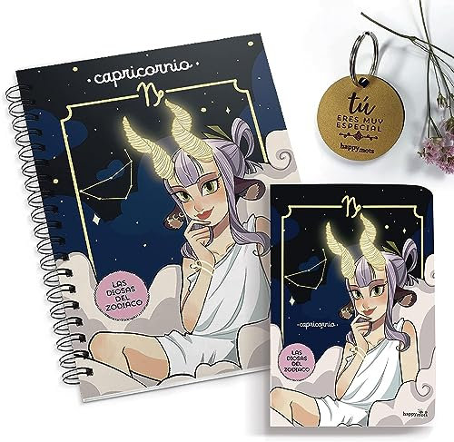 HappyMots - Geschenkset Horoskop | Notizbuch A5 + Notizbuch A6 + Schlüsselanhänger Du bist etwas Besonderes | Sternzeichen: Steinbock | Originelles Geschenk zur Überraschung