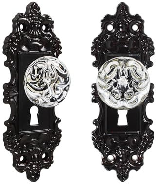 Türknauf im Vintage-Stil, Kristallglas, Antik-Schwarz, schlüssellos, dekorativ, für Flur, Schrank, Kommode, 2 Stück