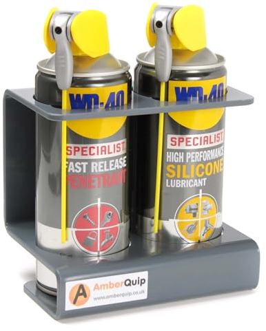 Amberquip Spray Can Holder – Wall & Van Mounted PVC Storage Rack | Rustproof, Heavy Duty Aerosol Organiser for Workshop, Garage, Shed, Trade & Van Racking. Dark Grey. (2 Can Holder)