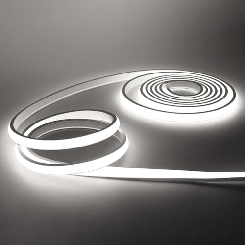 KISUFU Bandeau LED COB 220V, IP65 étanche Flexible néon LED Strip 288 Leds/m Bandes à LED Ruban pour DIY Chambre, Cuisine, Exterieur Maison Décoration. Blanc,10M