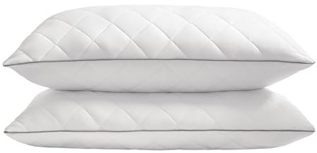 SONGMICS HOME Cuscini Letto Set da 2, Usi su 2 Lati, 50 x 70 cm, Federa Rinfrescante, Imbottitura 650 g, Inverno Estate, Lavabile in Lavatrice e Asciugabile Inferiore a 60°C, Bianco Nuvola TBP024W01