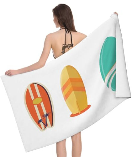 Mikrofaser Strandtuch Surfbrett 160x80 cm, 3D Einfach Badetuch für Erwachsene Kinder Weiches Leicht Handtuch Schnelltrocknend Sandfreies Strandhandtuch