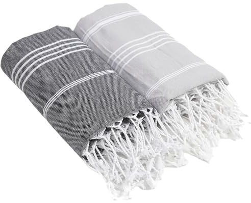 Heré Mood Strandtuch Hamamtuch Saunahandtuch Set - 1er & 2er Pack 100% Baumwolle - Hochwertiges Badetuch und Duschtuch - Picknickdecke, Extra Leicht