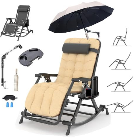 HJXBD888 Mecedora Plegable Tumbona con Sombrilla Tumbonas Jardin Exterior Plegable Soporte Grueso Silla Playa Apto para Terraza,style3