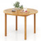 GOPLUS Table à Manger en Bois d'Acacia, Table Exterieur pour 4 Personnes, Table Ronde 110CM Classique Intérieure pour Jardin Balcon,Salle à Manger, Charge 75KG
