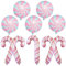 Weihnachtsdeko Süßigkeiten Ballons, Süße Hell Pastell Rosa Zuckerstange und Süßigkeiten Weihnachts Luftballons, Weihnachten Deko Bonbon Candy Cane Folienballons für Mädchen Christmas Party Dekoration