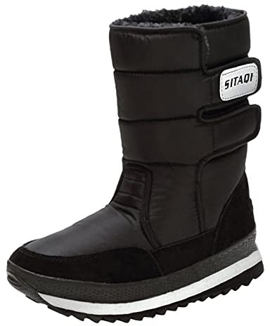 Ski Schuhe Herren Schneestiefel Slip wasserdichte Outdoor-Schuhe Winter Schneestiefel Warme Bequeme Schuhe für Männer Herren Schuhe Jan (Black, 43)
