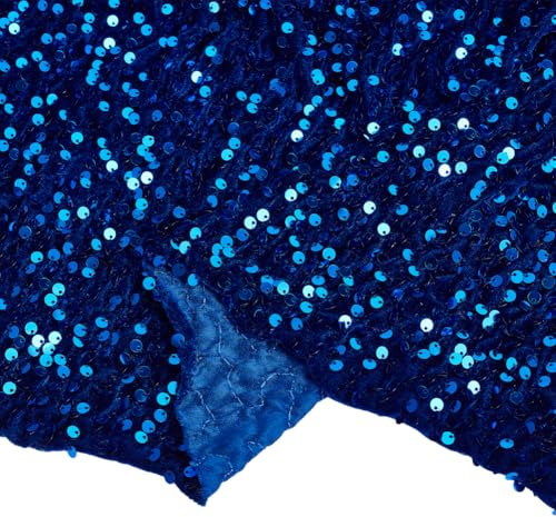 NBEADS 2 Yard Paillettenstoff, Schimmernder Wendestoff Pailletten Samtstoff 120cm Breit Glitzerndes Pailletten Material Für Herstellung von Kleidung Kleidern Hochzeits Party Dekoration, Dunkelblau