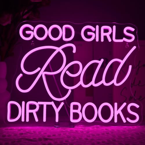 SIGNSHIP Good Girls Read Dirty Books Neon Sign Pink LED Sign for Bedroom Decor Reading Neon Light for Book Lovers, Home Library, and Living Room Wall Art USB Powered Dimmable