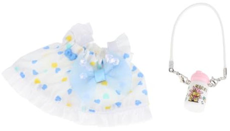 Harilla 15cm Puppenkleid,Puppenkleidung für Mädchen,süßes Puppenzubehör-Kostüm,modische süße Puppenkleidung,Haarschmuck für den Kindergeburtstag, Blaues Herz