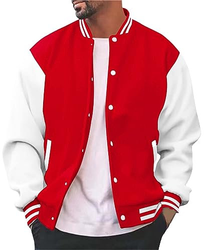 Baseball Jacke Herren 2024 Neu Oversize Farbabstimmung Kasual Warm Jacke Unisex Mode Sportjacke Oldschool Basic Jacke