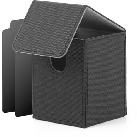 ECOSEAO Caja de Mazo para MTG, Caja de Cartas para 100+ Cartas, Magnetic Flip Deck Box con 2 Divider, Cajas Deck para TCG Yu-Gi-Oh! Cards(Negro-gris)