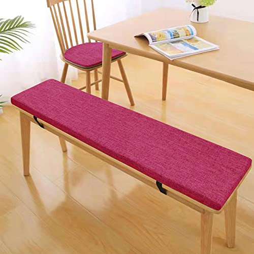 Coussin de banc antidérapant avec sangle pour mobilier de terrasse, chaise de terrasse, cuisine, jardin et extérieur Rose foncé 160 x 40 x 5 cm