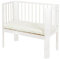 Babyhafen Beistellbett 2in1 Weiß – Babybett mit Matratze – höhenverstellbar – Kiefernholz – 90x40 cm – Umbaubar zur Sitzbank – inkl. Gurte & Montageset (Weiß)