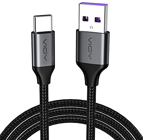 USB C Charger Cable 2M, USB A to Type C Fast Charging Braided Cable Supporting 480 Mbps Data Thansfer for Samsung Galaxy S22+ S21 S20 Ultra S10,Huawei P10 P9,Pixel 8 7 6,PS5,Switch(grey)