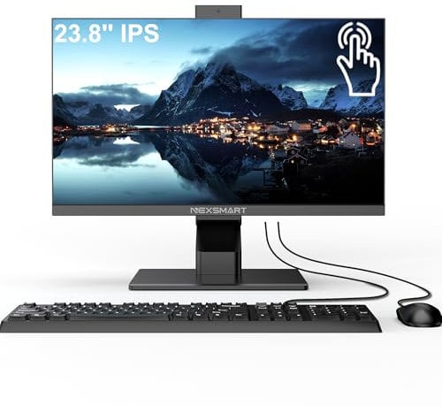 All-in-one PC Desktop Computer Touchscreen Core i7 (up to 3.8 GHz) 23.8 inch FHD PC All-in-One 8GB RAM 512GB SSD Webcam Pop-Up Dual Band WiFi Blutooth Screen Angle Adjustable from -3° to 60°