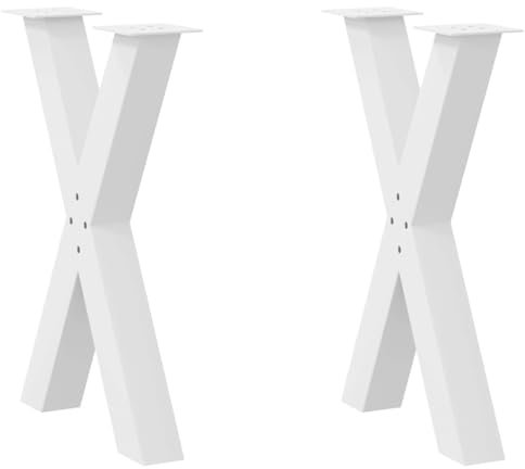 vidaXL Esstischbeine X-Form 2 Stk. Weiß 60x(72-73) cm Stahl, Tischbein, Tischbein Metall, Esstischbein, Möbelbein, Schreibtischbein