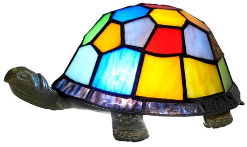NUODITOS Tiffany Schildkröte Lampe Buntglas Schildkröte Nachtlicht Kleine Tischlampe für Nachttisch Wohnzimmer Kinderzimmer Dekoration Schreibtischlampe Mini Dekor Nachttischlampe