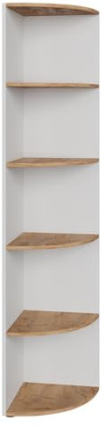 Vicco Eckregal Ecki, stehendes Bücherregal, Weiß/Goldkraft Eiche, 40 x 180.6 cm