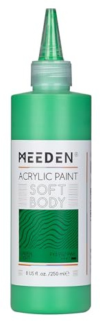 MEEDEN Pintura Acrílica Luz Verde: 250ml / 8.45oz Colores Acrílicos Cuerpo Suave a Granel en Botella Ergonómica - Pinturas de Arte de Flujo Fluido para Artistas Pintura en Lienzo