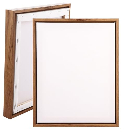 YOUNTHYE 2 Pack 25x30 cm Canvas Fame with Cotton Stretched Canvas, 3cm Resin Frame, 1.6cm Deep Edge, Triple-Primed 400gsm, Blank Canvases Frames for Oil & Acrylic Painting